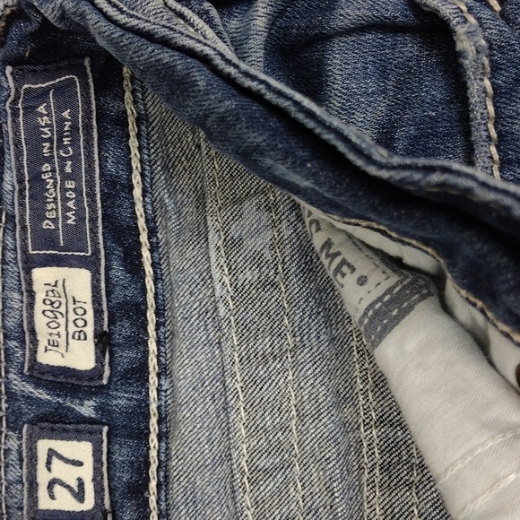 Miss Me Style JE1098BL Blue Light Wash Distressed Mid Rise Boot Cut Denim Jean - Picture 8 of 15